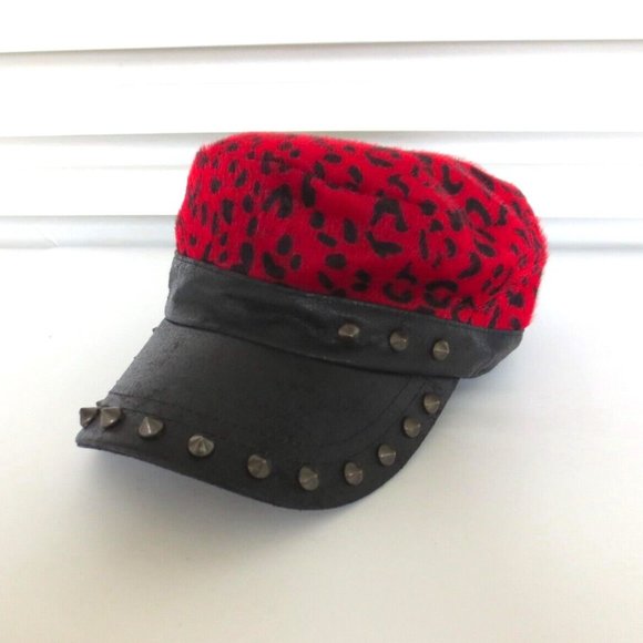 TNC FAUX CALF FUR ANIMAL PATTERN BASEBALL BLACK/RED UNISEX - Picture 8 of 9